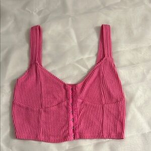 Pink Ribbed Women's Crop Top